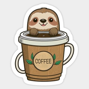 Funny Sloth & Coffee Kawaii Anime Coffee Lover Sticker